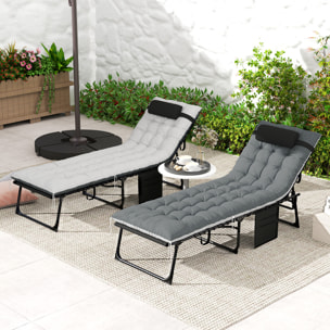 Lot de 2 bains de soleil pliables inclinables avec matelas grand confort