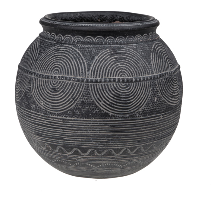 Vaso Bombato 29,5Xh.27,5 Cm - Pezzi 1 - 29,5X27,5X29,5cm - Colore: Nero - Bianchi Dino - Decori Casa E Complementi