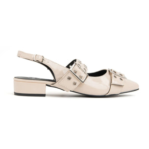 Slingback con doppia fibbia - BEIGE