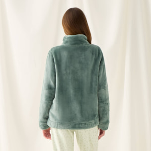 Chaqueta polar efecto pelo suave Est color verde Poliéster