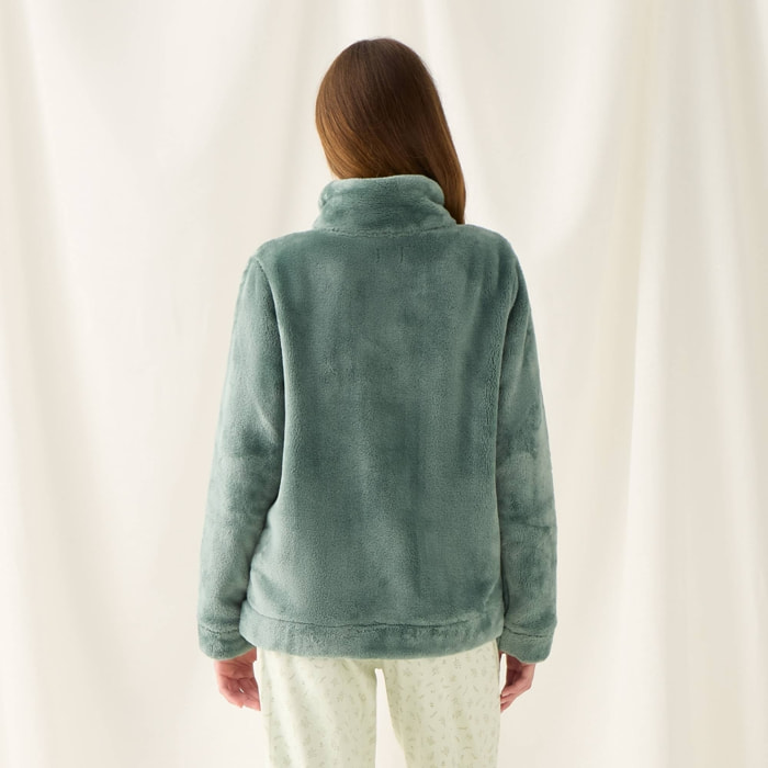 Chaqueta polar efecto pelo suave Est color verde Poliéster