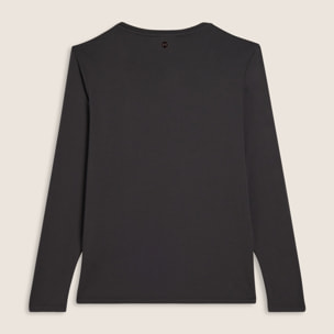 T-shirt donna manica lunga con scritta e strass