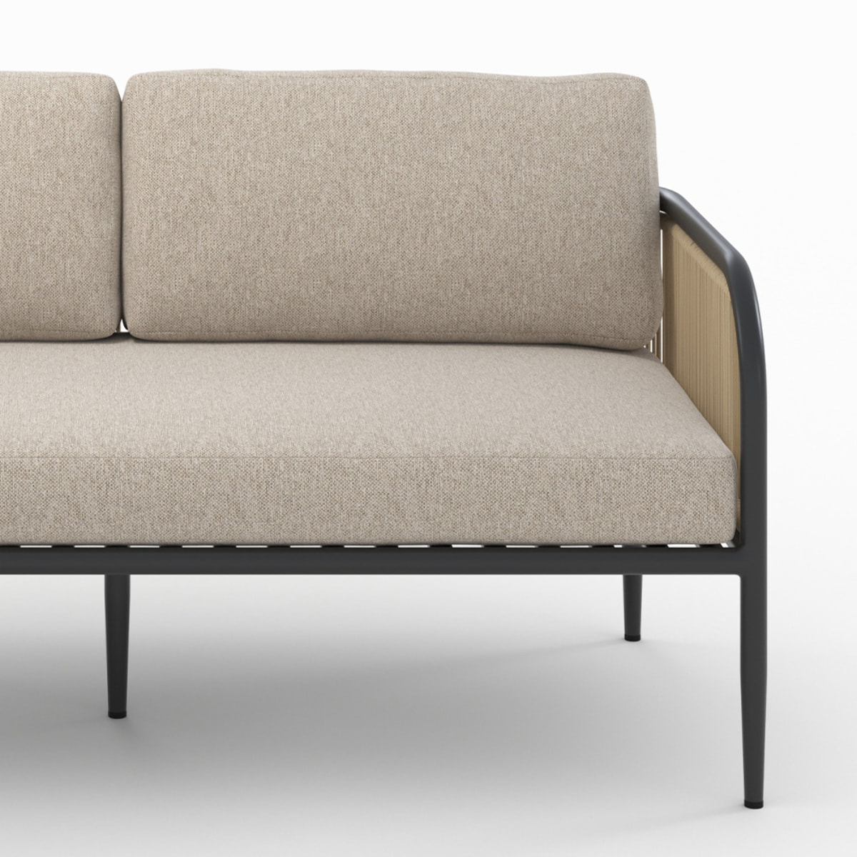 Canapé de jardin 3 places en métal et tissu beige - Wilo
