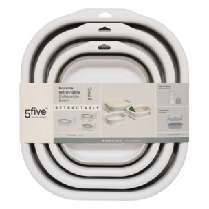 Lot de 3 Bassines Retractable Grises 3+5+10L
