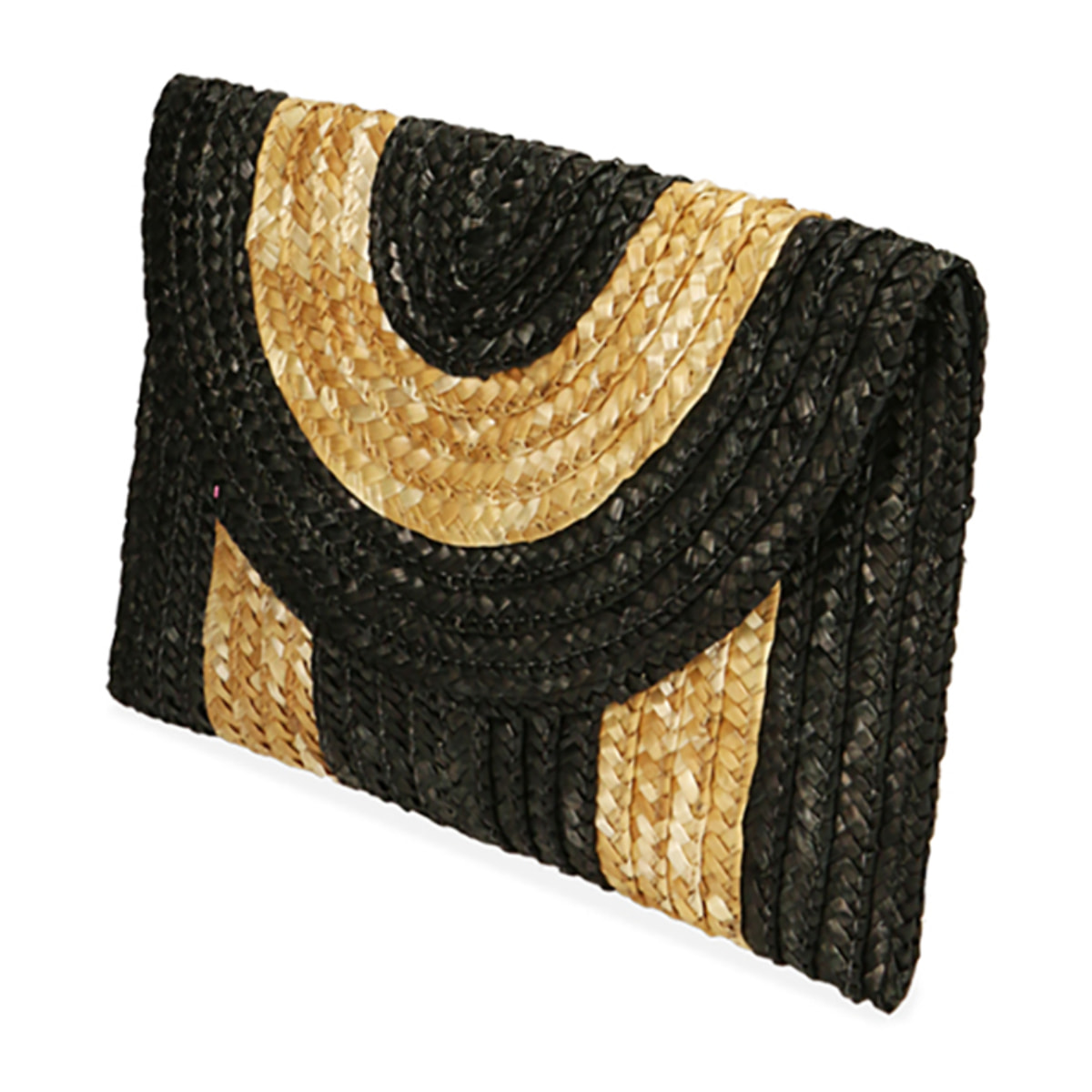 Pochette nero/beige in paglia