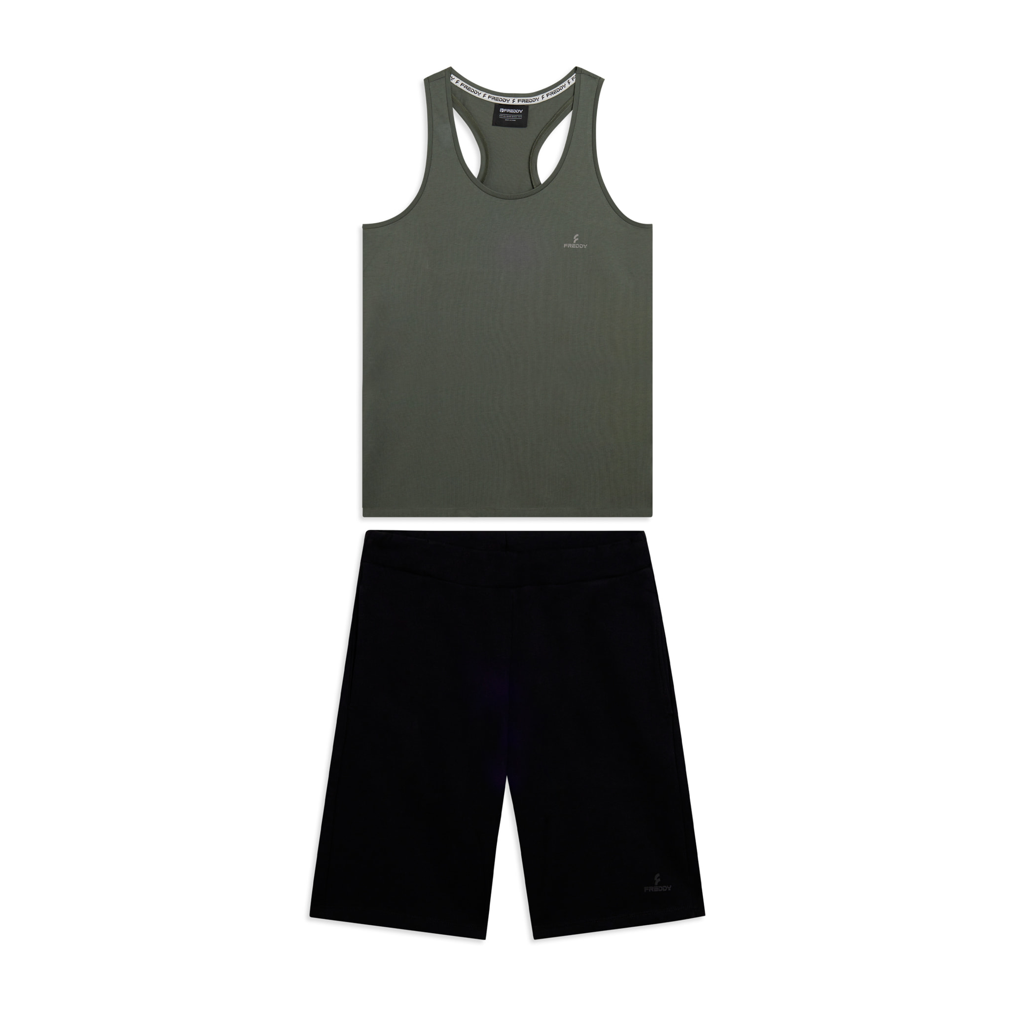 Completo sportivo in cotone con canotta e bermuda