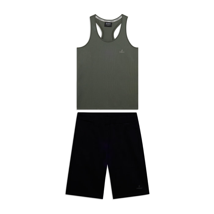 Completo sportivo in cotone con canotta e bermuda