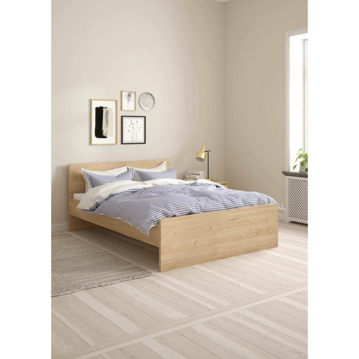 Letto piazza e mezza Gustava, Sommier per camera da letto, Giroletto per stanza, Struttura porta materasso, 197x146 h80 cm, Rovere