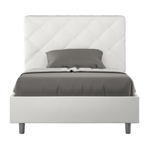 Letto matrimoniale francese con rete imbottito 140x200 similpelle bianco Priya