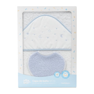 Capa Baño Algodón Estrellas Lunas Bodoques & Babero redondo