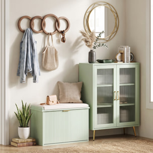 Banc meuble à chaussures design 2 en 1 - porte, séparateur réglable amovible - vert doré