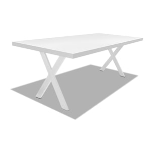 Tavolo da pranzo in legno e metallo con piedi a X bianchi - 160x90 cm