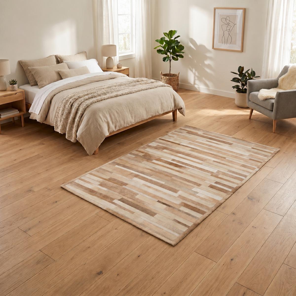 Tapis peau de vache kilim fait main JEDE