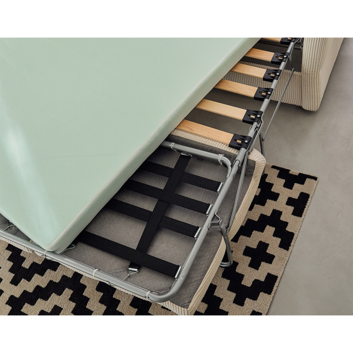 Maho - canapé 2 places convertible express couchage quotidien 140 cm matelas 11 cm en velours côtelé - Beige