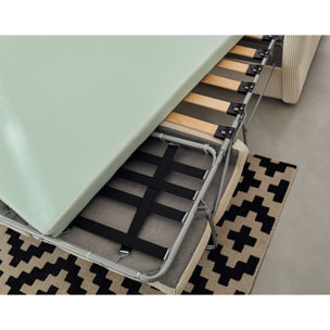 Maho - canapé 2 places convertible express couchage quotidien 140 cm matelas 11 cm en velours côtelé - Beige