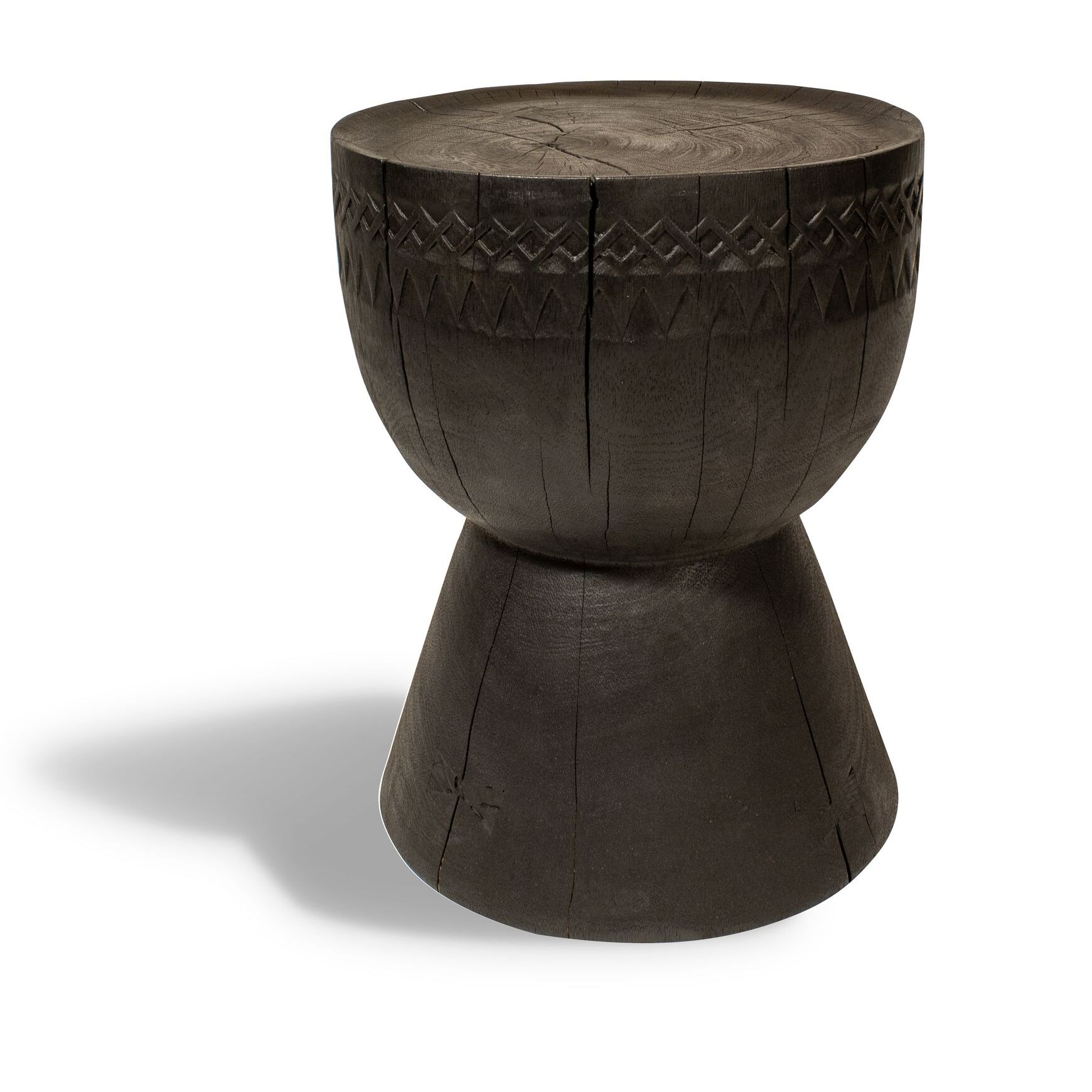 Meuble d'appoint en bois d'acacia brûlé ASSA