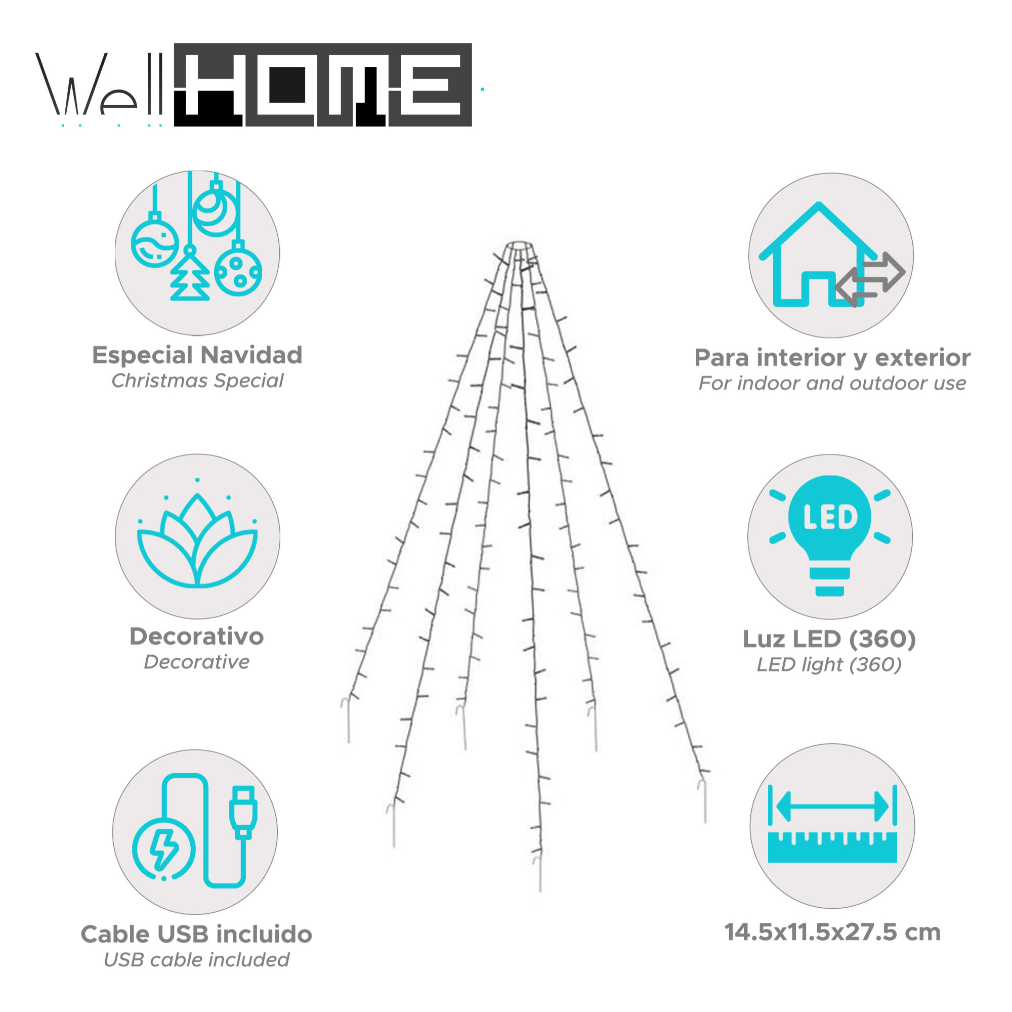 luces de bandera con 360 led en blanco cálido