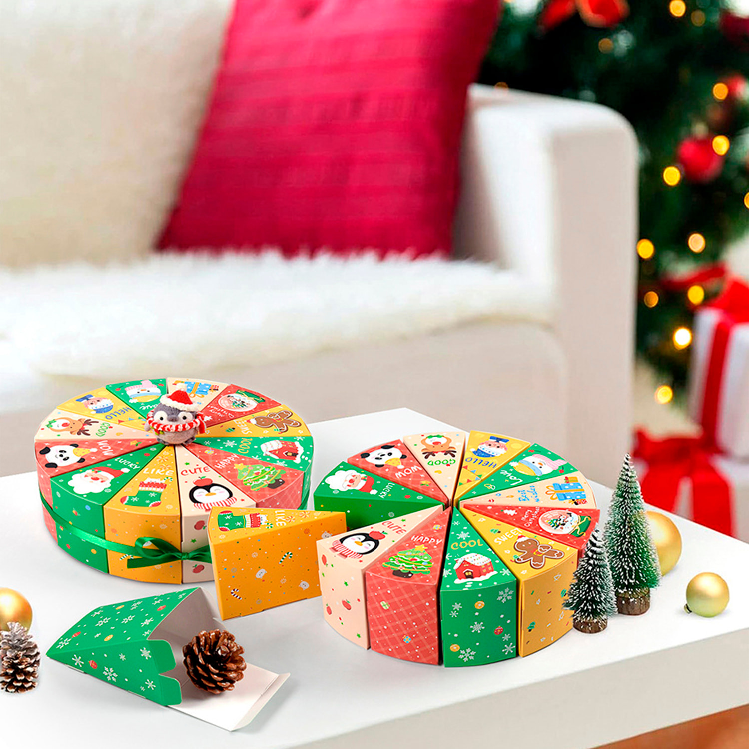 Cajas para montar y rellenar. Calendario de adviento, 24 unidades. Incluyen cinta para lazo. (No incluyen regalos).