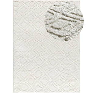 JUNO Alfombra geométrica con relieve blanco, varias medidas disponibles.