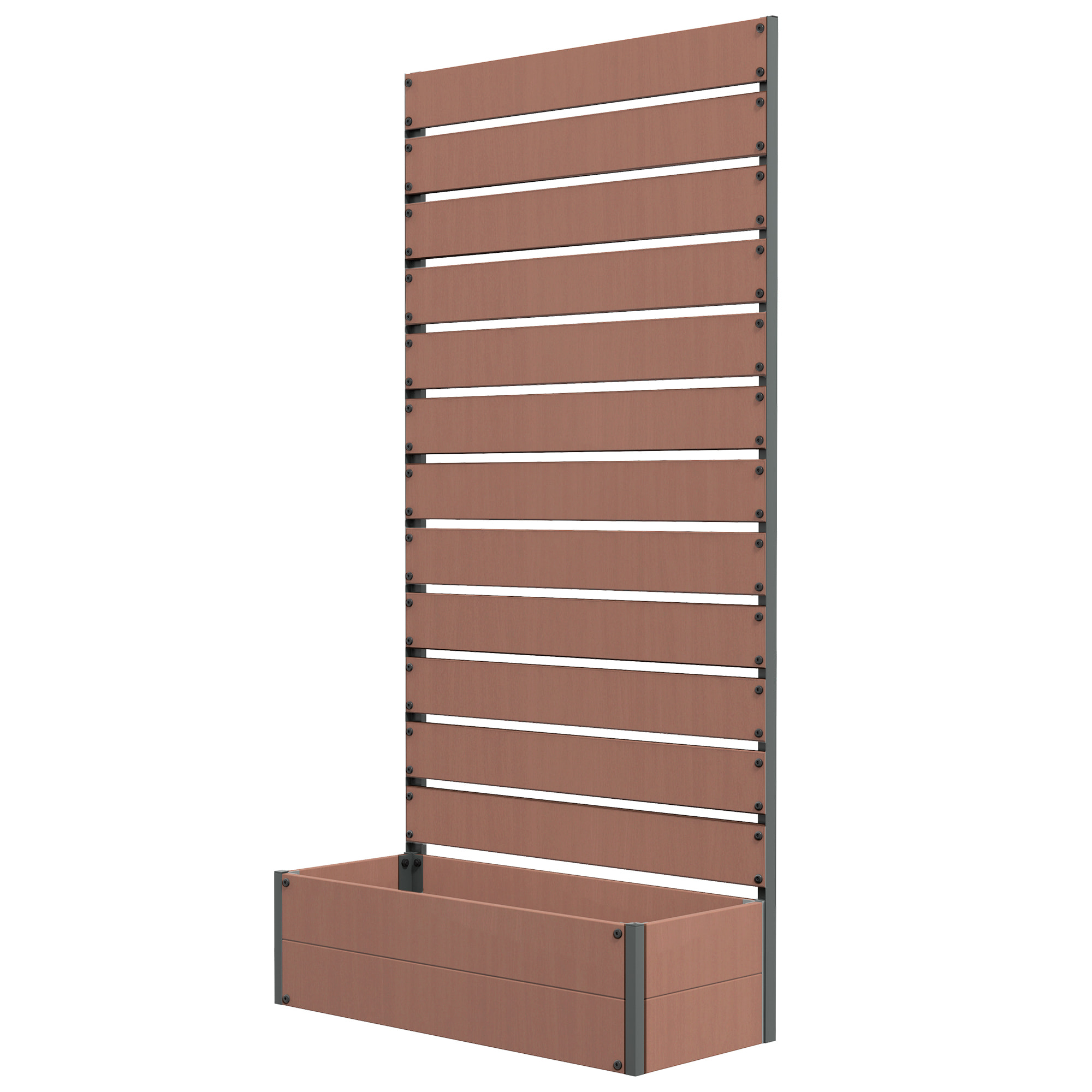 Jardinière treillis haut H.180 cm aluminium composite anthracite effet bois