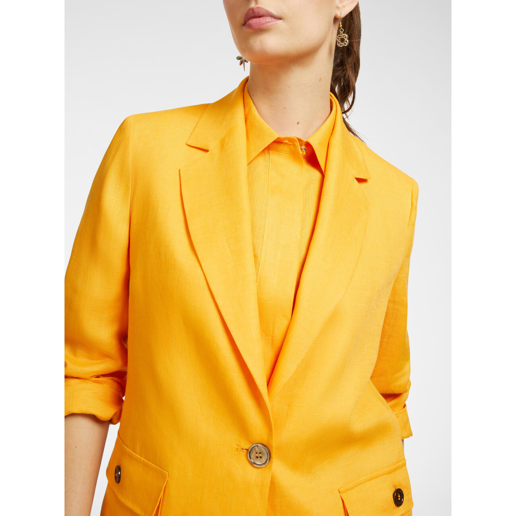 Elena Mirò - Blazer in lino con tasche - Giallo