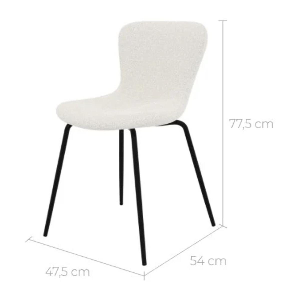 Lot de 2 chaises effet laine bouclette blanche et pieds en métal - Koko
