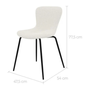 Lot de 2 chaises effet laine bouclette blanche et pieds en métal - Koko