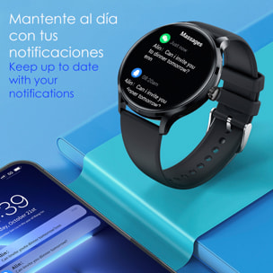 DAM Smartwatch QS80 con llamadas BT, notificaciones push. Monitor deportivo y de salud, termómetro. 4,4x1,1x3,7 Cm. Color: Naranja