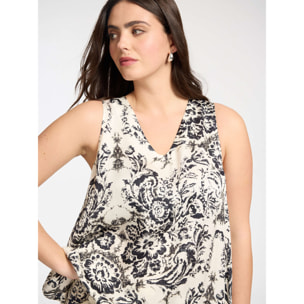 Elena Mirò - Top estampado en raso de viscosa - Negro