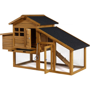 Poulailler avec pondoir en bois "Clochette" - Marron