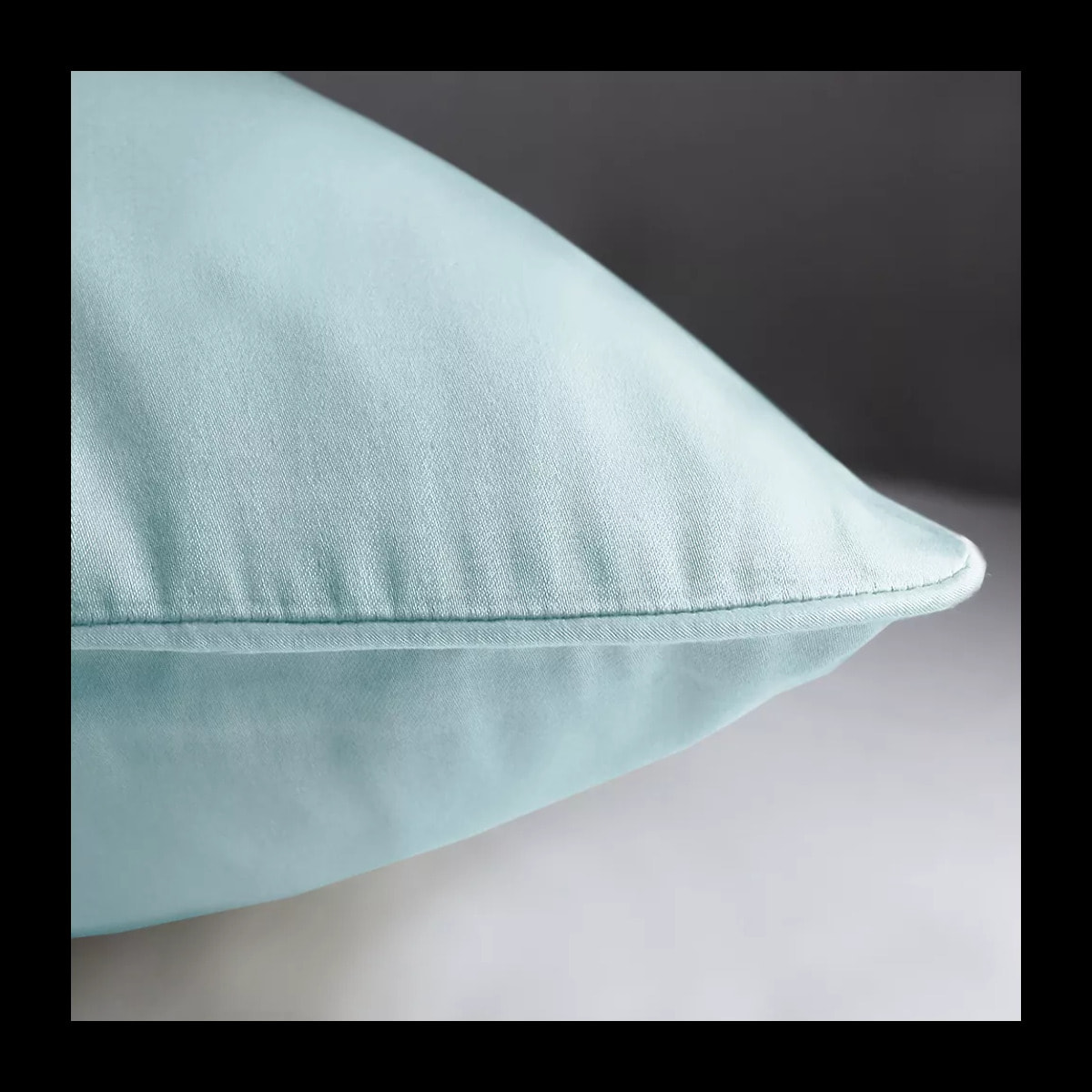 Lot de 2 taies satin de coton uni bleu Ava uni mint