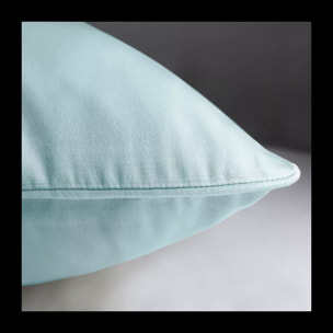 Lot de 2 taies satin de coton uni bleu Ava uni mint