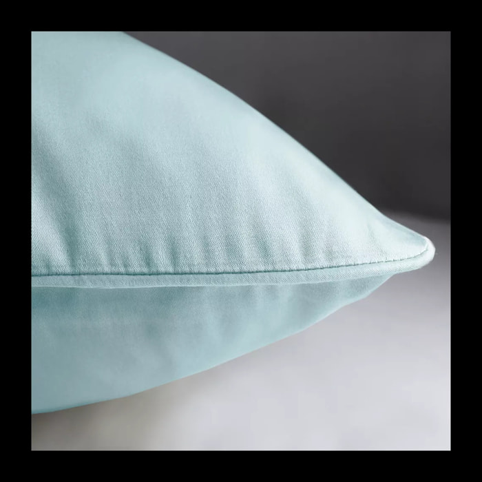 Lot de 2 taies satin de coton uni bleu Ava uni mint