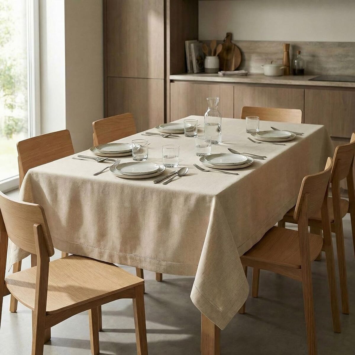 Tovaglia in cotone ajour elegante e versatile, tessuto morbido e resistente, ideale per tavola quotidiana e occasioni formali, design raffinato e discreto, facile da lavare e stirare, certificata sicura per uso domestico