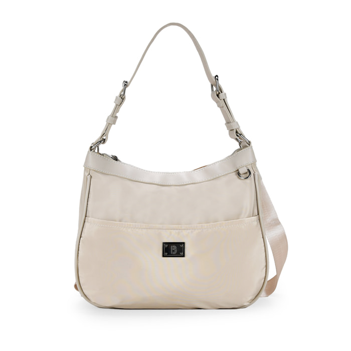 Bolso de hombro beige con bolsillo