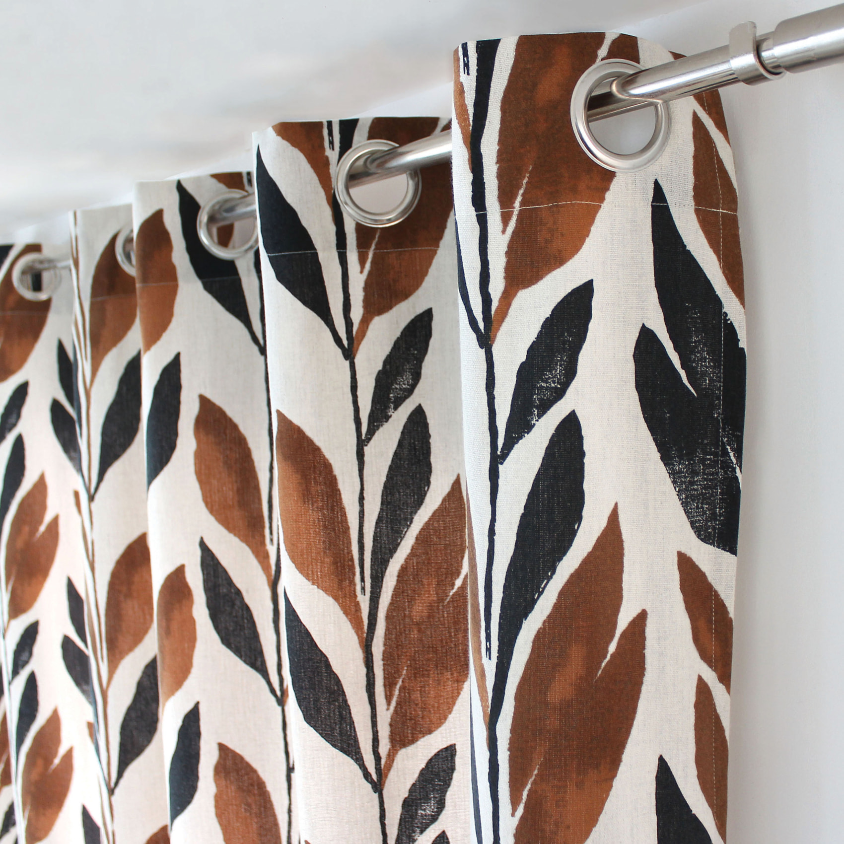 Rideau motif végétal tamisant en coton recyclé - Blanc