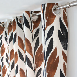 Rideau motif végétal tamisant en coton recyclé - Blanc