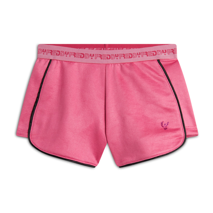 Shorts Bambina con Elastico Logato e Piping a Contrasto