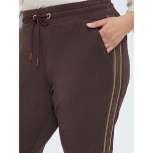 Fiorella Rubino - Joggers in scuba con banda hotfix - Marrone
