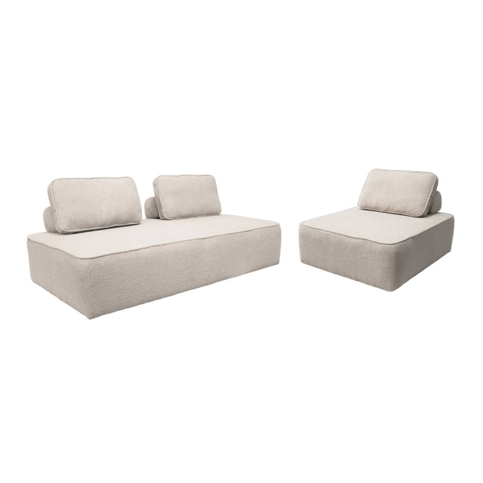 Ensemble chauffeuses pour canapé modulable 3 places bouclette beige - Bao
