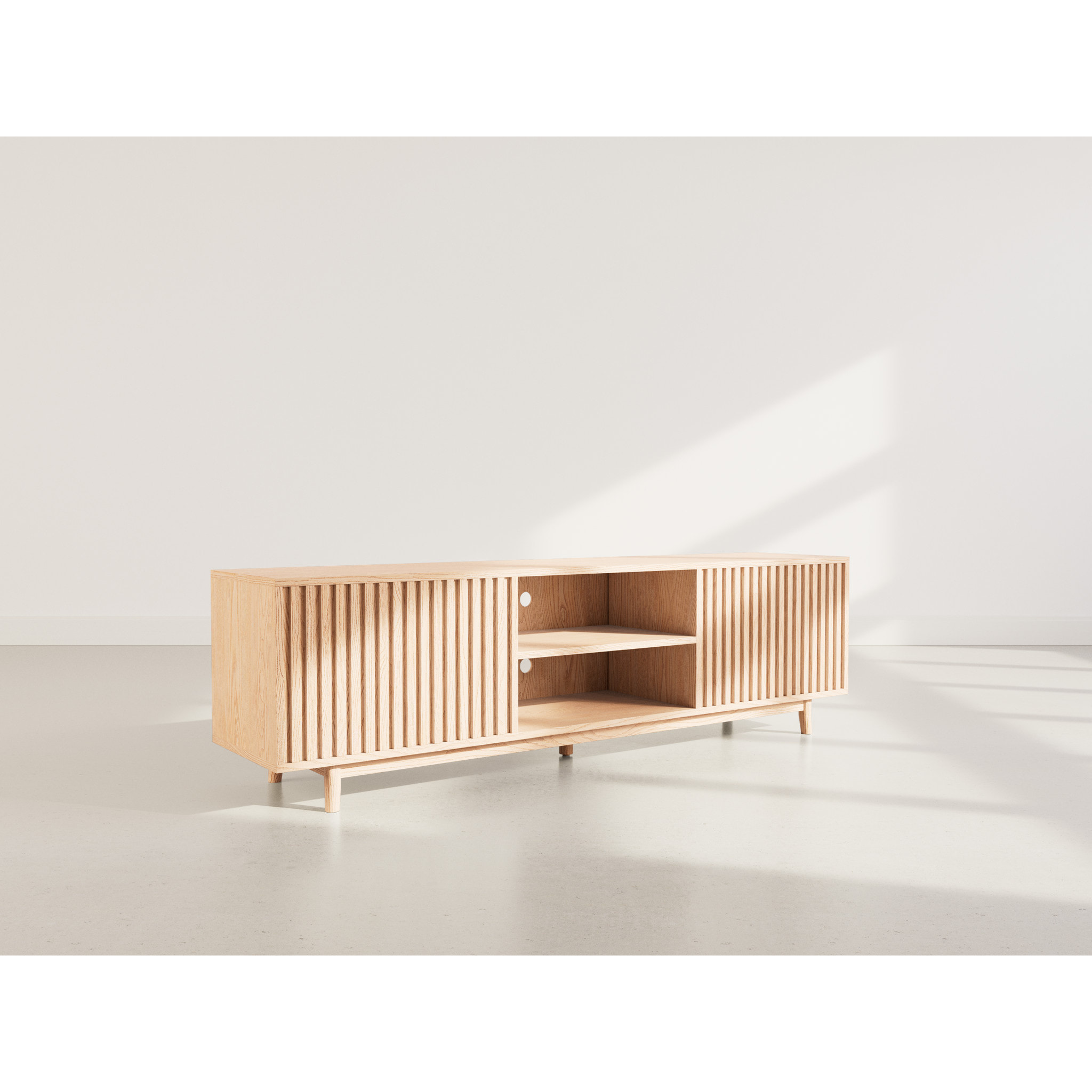 Freya - meuble tv 180 cm - 2 portes et 2 niches - Bois