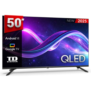 Smart TV 50 pulgadas Qled 4K Hey Google Official Assistant con control por voz. Televisor Android 14 - TD Systems M50K21GLQ