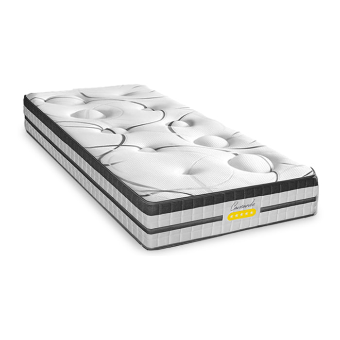 Matelas Hybride Concorde, Ressorts Ensachés & Mémoire de Forme, 26 cm, Soutien Ferme, Confort Lombaire, Garanti 10 ans