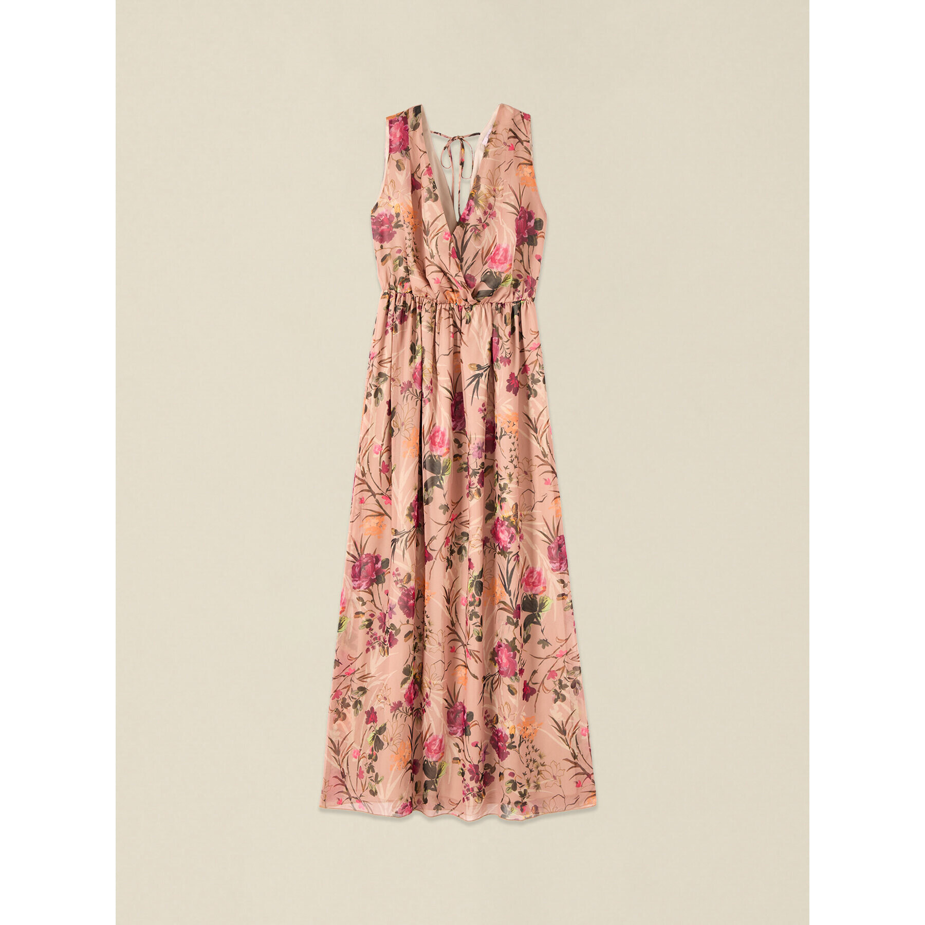 Oltre - Vestito lungo in georgette fantasia - Rosa