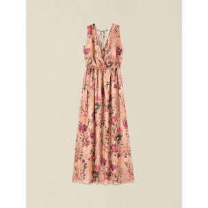 Oltre - Vestito lungo in georgette fantasia - Rosa