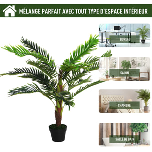 Outsunny Palmier artificiel hauteur 123 cm arbre artificiel décoration plastique fil de fer pot inclus vert
