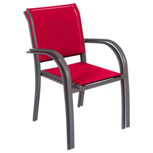 Fauteuil de jardin empilable "Piazza" grenade & graphite en aluminium traité époxy