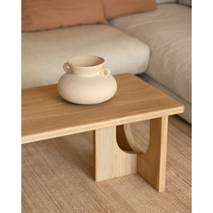 Mesa de centro de madera maciza de álamo en 120x50cm Alto: 40 Largo: 120 Ancho: 50
