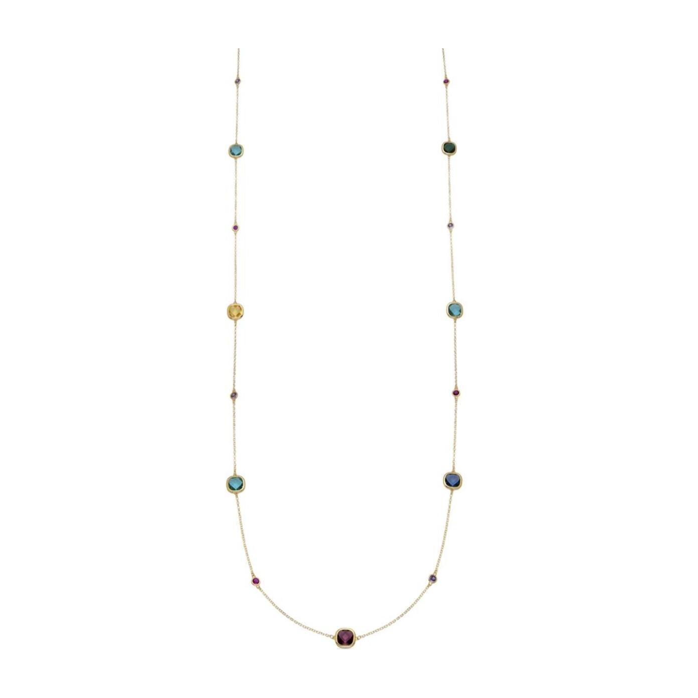 Collar con cuarzo hidrotermal multicolor acabado oro amarillo 18k