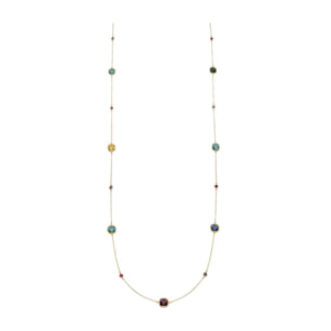 Collar con cuarzo hidrotermal multicolor acabado oro amarillo 18k